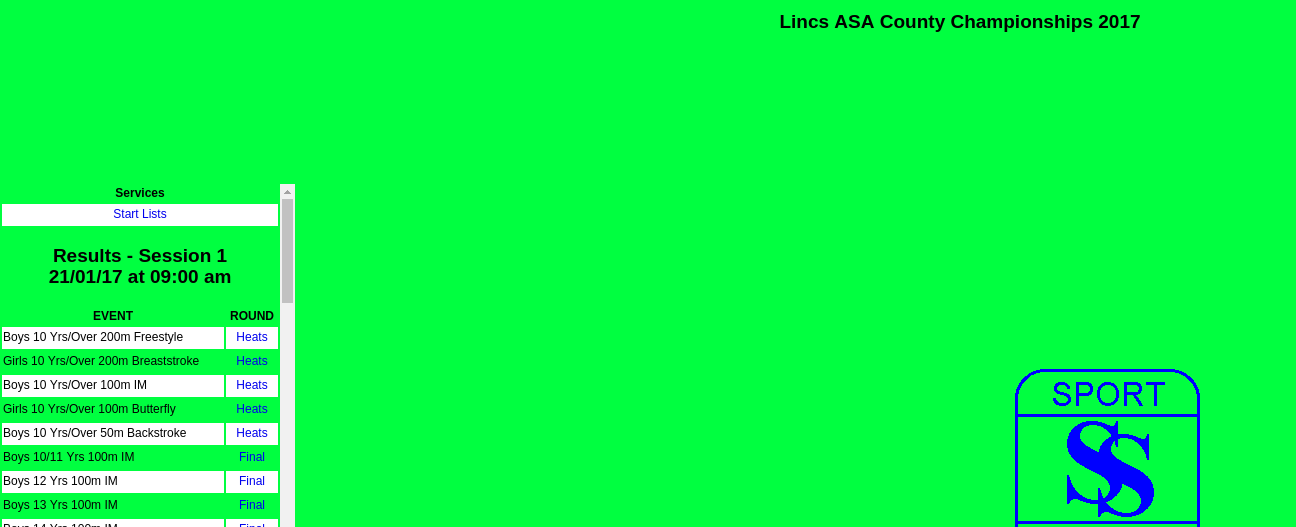 Lincs ASA Results Pages